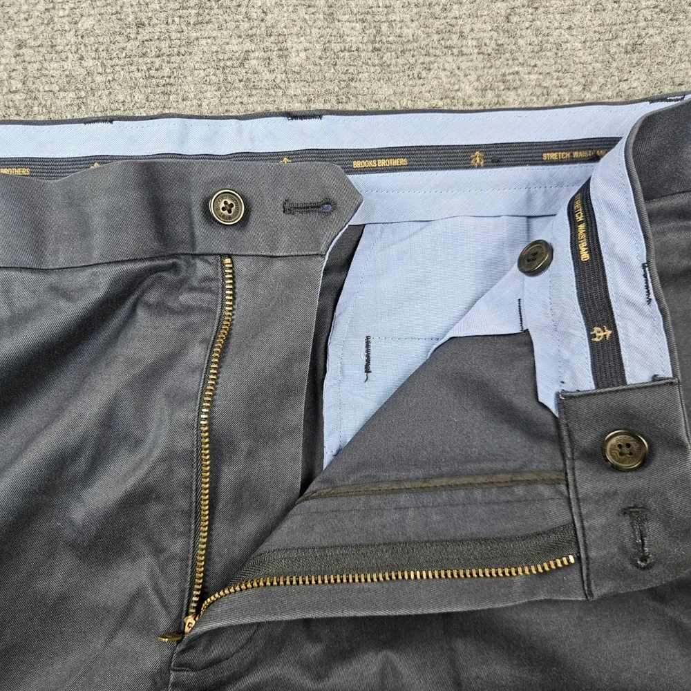 Brooks Brothers Clark Fit Advantage Chino Stretch Pants Navy Blue Mens 36x34